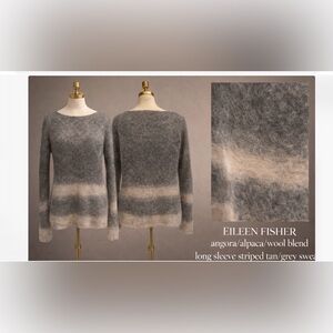 Eileen Fisher Gray and Cream Fuzzy Sweater